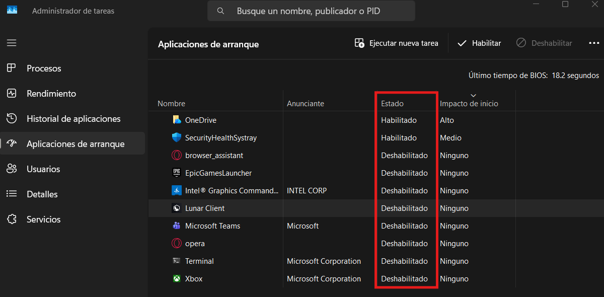 Configuración de aplicaciones de inicio en Windows 11